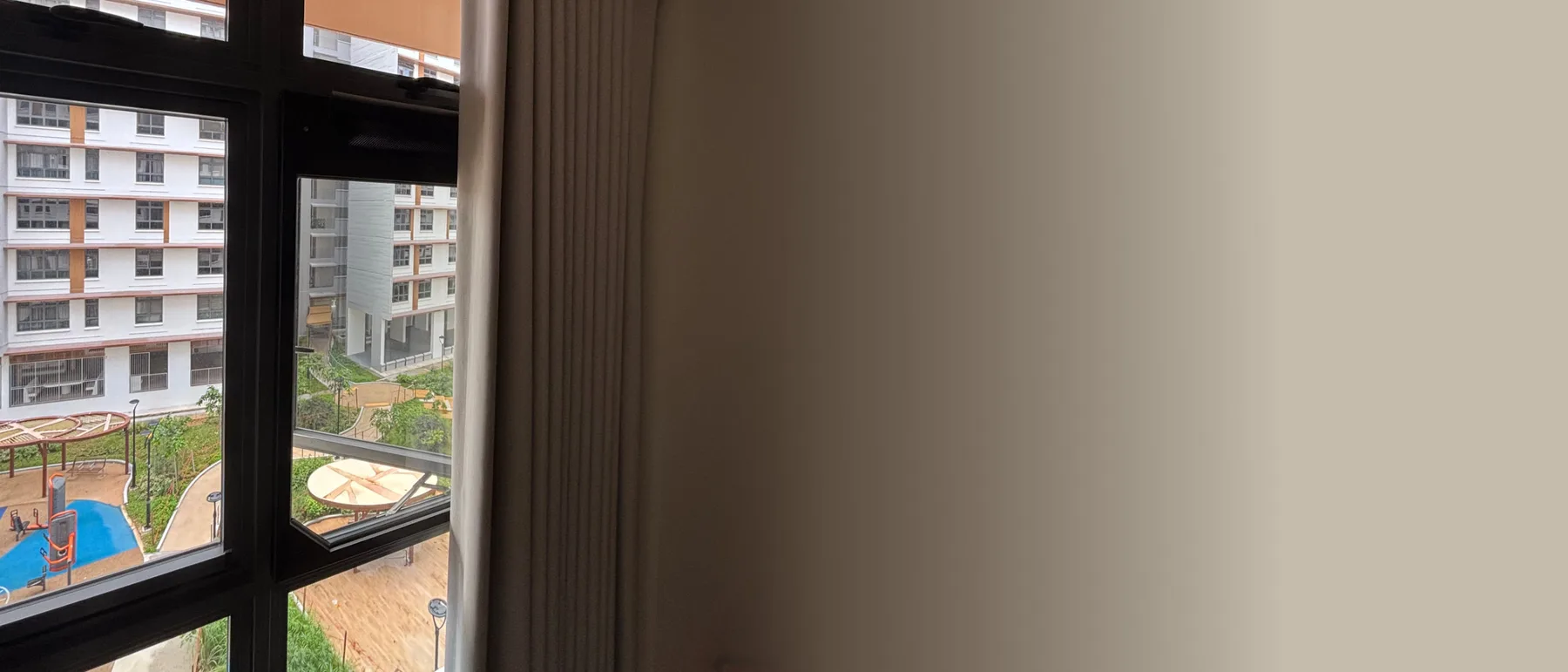 AireeFit ventilation panel fitted into a Singapore home window